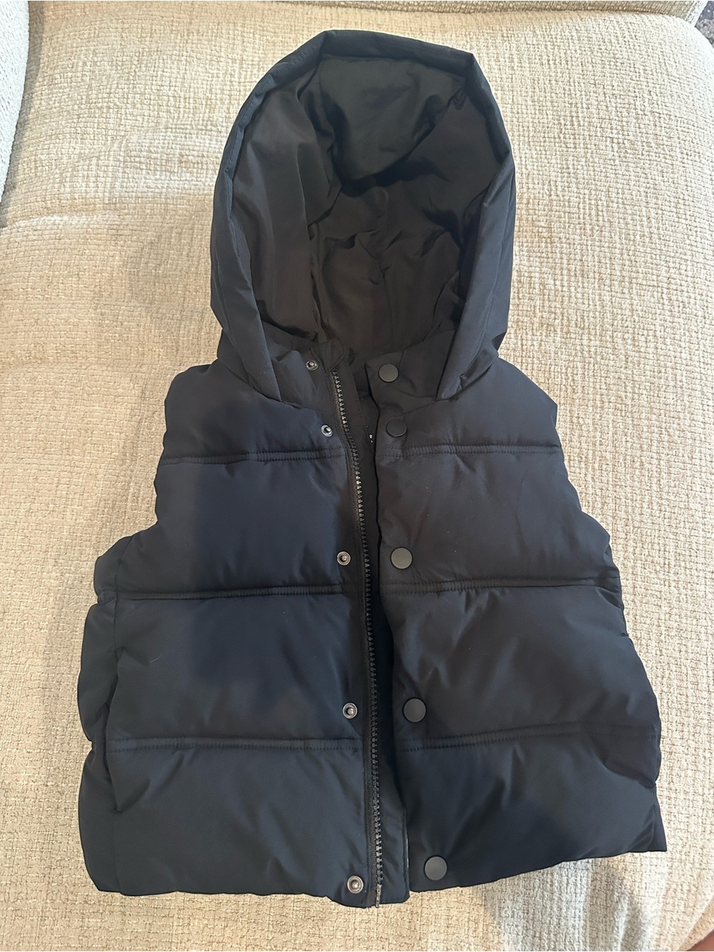 Zara Black Hooded Puffer Vest for Kids - Quilted Sleeveless Jacket 18-24 months